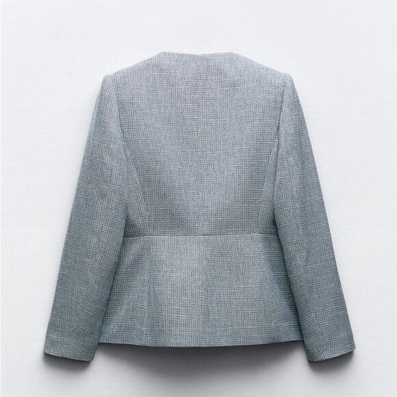 Zara TEXTURED BLAZER Size Large - Picture 9 of 13